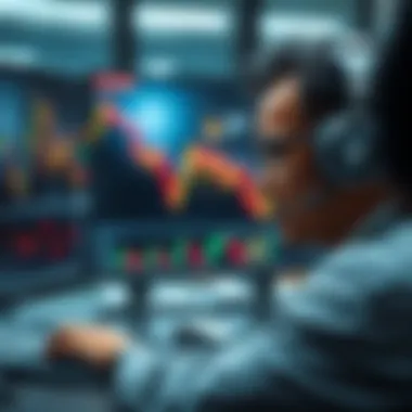 Trader looking at falling crypto chart A concerned trader stares at a computer screen showing a steep decline in cryptocurrency values, reflecting the emotions of loss and regret after a poor investment decision.