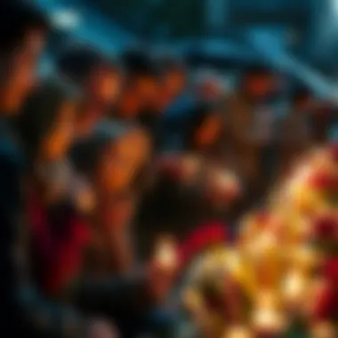 A heartfelt gathering of community members honoring Laszlo's bravery with candles and flowers.