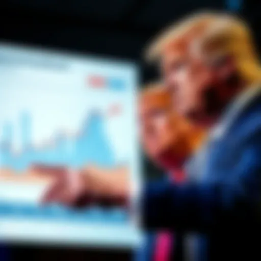 President Trump pointing at a chart showing housing market trends while criticizing Federal Reserve Chair Jerome Powell