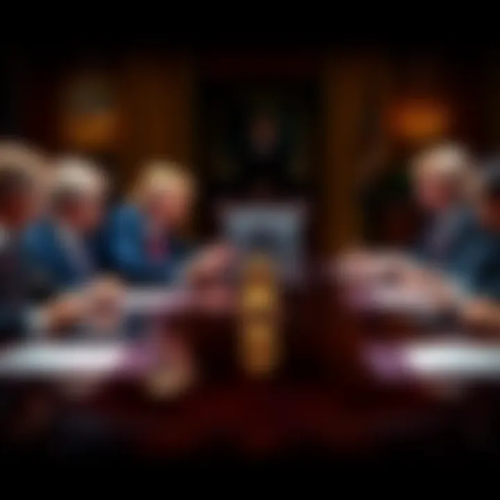 President Trump negotiating with Republican leaders on cryptocurrency bills at a conference table