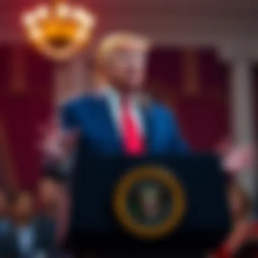 Former President Trump addressing GOP members on stablecoin and crypto legislation during Crypto Week