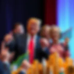 Members of the Trump family with smiles and excited gestures, holding charts showing rising cryptocurrency values, symbolizing their financial achievements in crypto investments.