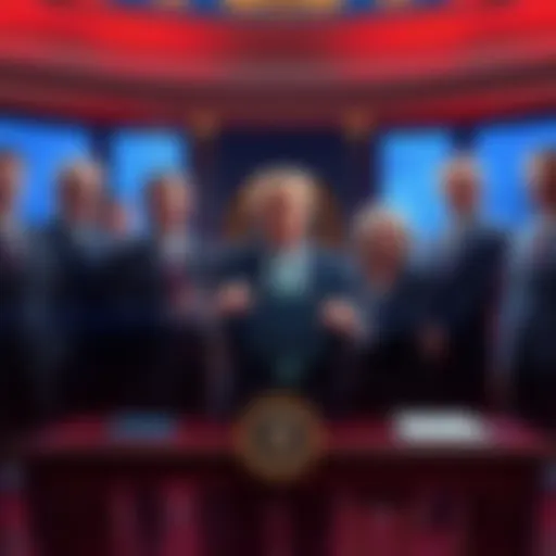 President Trump signs the GENIUS Act to support the crypto industry, surrounded by advisors and supporters.