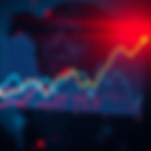 A graph showing the economic effects of Trump's trade policies with arrows indicating growth and decline