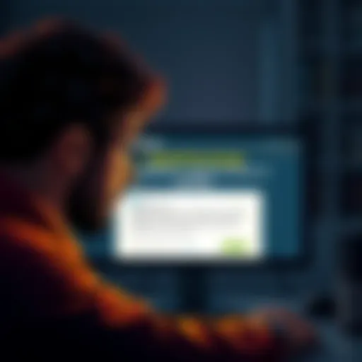 A worried person looking at a computer screen displaying a message about withdrawal problems on Uphold exchange.