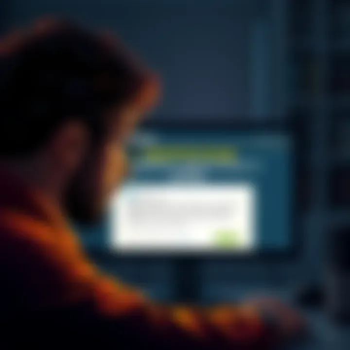 A worried person looking at a computer screen displaying a message about withdrawal problems on Uphold exchange.
