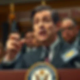A concerned US lawmaker speaking at a press conference about the GENIUS bill and its implications for financial privacy.