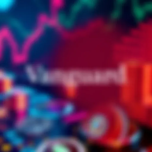 Vanguard logo with a visual of cryptocurrency symbols like Bitcoin and Ethereum, representing investment in crypto ETFs.