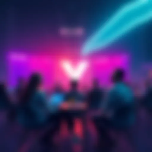 Group of people discussing Vechain blockchain technology in a digital forum setting