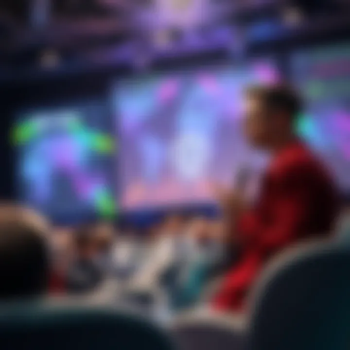 Vitalik Buterin speaking at a conference about lowering Ethereum gas limits for better network efficiency
