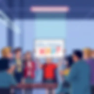 XRP Criticism Illustration A visual representation showing a cartoon character holding a sign that says 'Why Hate XRP?' surrounded by confused and curious people discussing in a social setting.