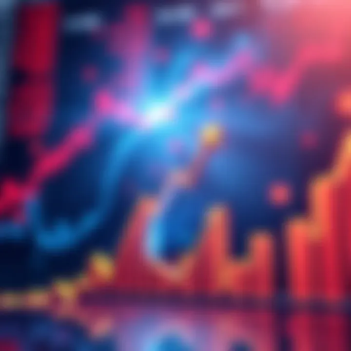 A chart showing the price of XRP with upward movement and market indicators in the background