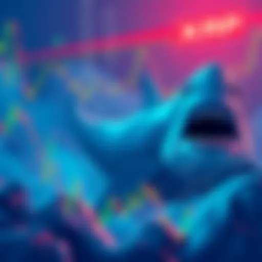 A digital illustration showing a tight trading range for XRP, with signs of market manipulation and tension among traders, highlighting potential dangers like stop hunts.