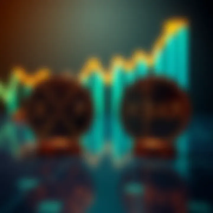 A visual comparison of XRP and Hbar symbols with upward trending graphs in the background, representing market growth.